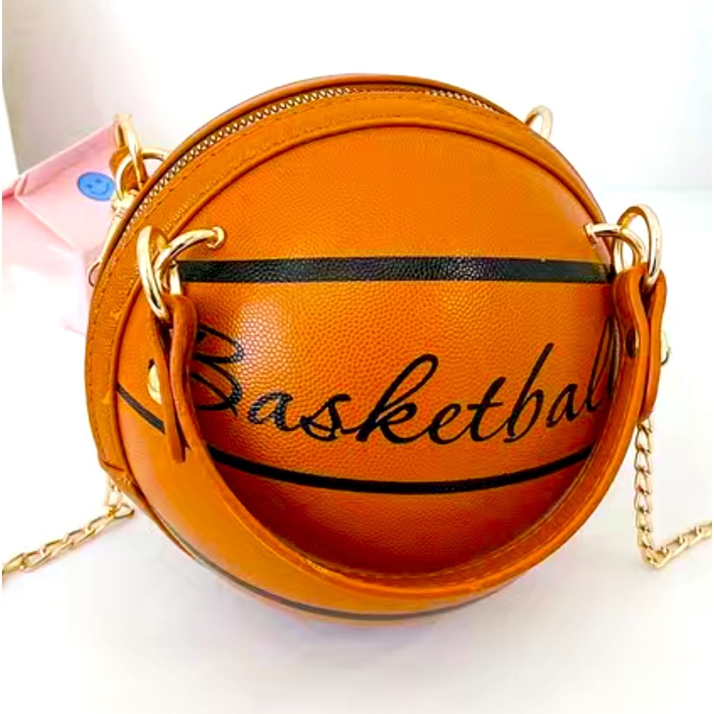 BASKETBALL SHAPE CROSSBODY MINI BAG, METAL CHAIN, LETTERS PRINTED - Picture 6 of 6